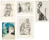 Leherb, Mixed lot of 5 prints: Ma jeunesse perdue; Von surrealem Herzen; Horoskop; …, 1973, prints; unframed