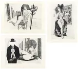 Leherb, Mixed lot of 3 prints (EdA): Chaise interdit, Madonna della rosario, Le Bourgeois, 1971, print, unframed