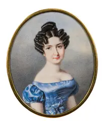 Ferdinand Georg Waldmüller, Young woman in a blue dress, c. 1826/27, minature on ivory