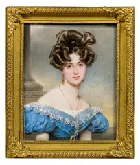 Moritz Michael Daffinger, Young lady in blue, miniature on ivory
