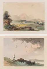 attributet to Thomas Ender, Two landscapes: "Loferer Steinberge" and  a landscape study, watercolour on paper