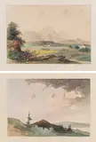 attributet to Thomas Ender, Two landscapes: "Loferer Steinberge" and  a landscape study, watercolour on paper