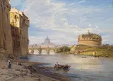 Eduard Hildebrandt, Rome, view of Castel Sant' Angelo and Sant Peters' Basilica