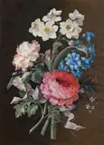 Still life with flowers by circle of Johann Baptist Drechsler, gouache on paper, offered Jan 2015