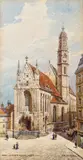 Erwin Pendl, Vienna, Church "Maria am Gestade, watercolour on paper
