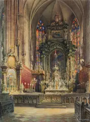 Richard Moser, Altarpiece of St. Stephen's Church, 1917, watercolour on paper