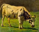 Friedrich Voltz, Cow on the meadow, oil on panel