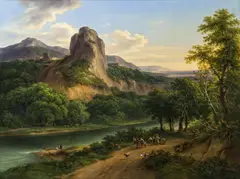 Joseph Mössmer, River landscape, 1824, oil on canvas