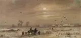 Adolf Stademann, Winter landscape, oil on panel