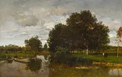 Eugen Jettel, Landscape near Fontainebleau, 1878, oil on panel