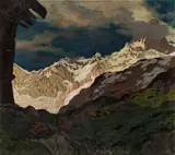 Hugo Hodiener, View on the Plessur Alps, Switzerland, oil on canvas