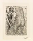 Pablo Picasso, Modèle et grande sculpture de dos, 1933, etching on Vergé paper (with watermarks Picasso); unframed