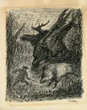 Wild boar hunting by Alfred Kubin, 1938, drawing ink on paper, sold Jan 2015