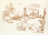 Houses of Parliament I by Oskar Kokoschka, 1967, lithograph on paper, sold Jan 2015
