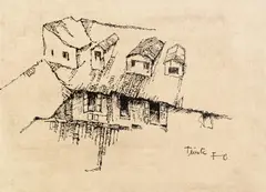 Leopold Hauer, Mixed lot: five studies, drawing ink on paper; unframed