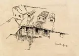 Leopold Hauer, Mixed lot: five studies, drawing ink on paper; unframed