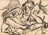 Rudolf Wacker, Male with resting arm (selfportrait)