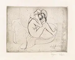 Suzanne Valadon, Mary in the bathtub combing her hair, 1908, dry point on paper; unframed