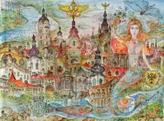 Michael Coudenhove-Kalergi, Kremser Donauweibchen, 1977, mixed media on paper; unframed
