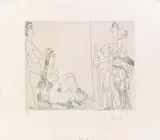 Pablo Picasso, Couple et voyageuse, 1968, Etching on paper