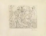 Pablo Picasso, Scène bucolique avec Amour en haut à gauche, 1955, etching on paper