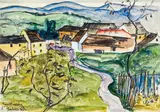 Anton Peschka, Village, 1924, watercolour and charcoal on paper