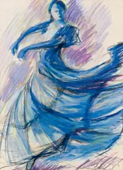 Vilma Eckl, Dancer, pastel on paper