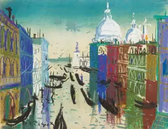 Hans Robert Pippal, Entrance to the Canal Grande, pastel on paper