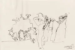 Study by Kurt Moldovan, 1963, drawing ink on Ingres paper; unframed, sold Jan 2015