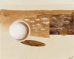 Landscape by Herbert Bayer, 1939, watercolour, pencil on paper, sold Jan 2015