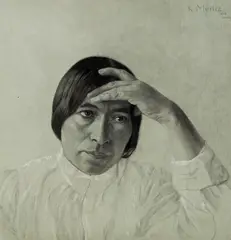 Karl Mediz, Emilie Mediz-Pelikan, 1902, pencil on paper, heightend with white