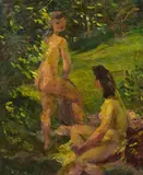 Anton Vorauer, Bathing women, oil on canvas