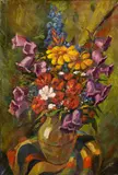 Rudolf Szyskowitz, Still life with flowers, oil on canvas