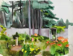 Franz Lerch, View in the garden, watercolour on paper; unframed
