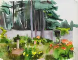 Franz Lerch, View in the garden, watercolour on paper; unframed