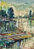 Franz Wlcek, Sailing boats, 1953, watercolour on paper
