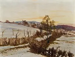 Anton Filkuka, Winter landscape, oil on canvas