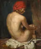 Karl Truppe, Female nude from the back, 1939, oil on cardboard
