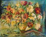 Rudolf Raimund Ballabene, Still life with flowers, oil on canvas