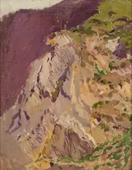 Mountain view by Ferdinand Andri, oil on canvas on panel, sold Jan 2015