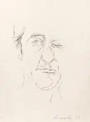 Study of a head by Joannis Avramidis, 1971, pencil on cardboard; unframed, sold Jan 2015