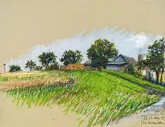 Near Merkenstetten by Josef Bramer, 1995, mixed media on paper, offered Jan 2015