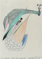 Ernst Caramelle, Geh Dicht für Ros Marin's Garten, 1980, mixed media on paper
