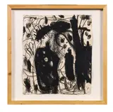 Gunter Damisch, Paper work in original wooden box, 1992, mixed media on paper in original wooden box