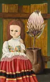 Helmuth Fetz, Puppe mit Artischoce, 1972, oil on Tupplex