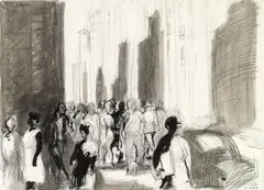 Georg Eisler, Madison Avenue, New York, 1979, watercolour and pencil on paper