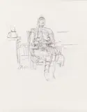 Bruno Gironcoli, Female nude, pencil on paper