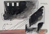 Bruno Gironcoli, Sitzbank für Messbarkeiten, mixed media on cardboard