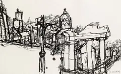 Rudolf Hradil, Forum Romanum, 1969, India ink on paper