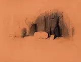 Karl Korab, Still life, 1977, charcoal on Ingres paper; unframed